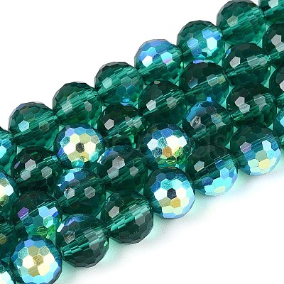 Electroplate Transparent Glass Beads Strands EGLA-N024-01A-C03-1