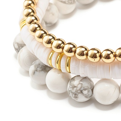 Synthetic Hematite & Polymer Clay Heishi Beads Stretch Bracelets Set BJEW-JB07383-01-1
