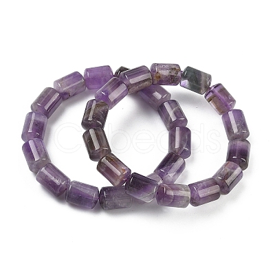 Column Natural Banded Amethyst Beads Stretch Bracelets for Women Men BJEW-A148-01A-19-1
