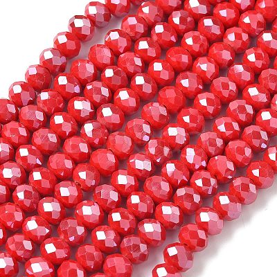 Electroplate Opaque Solid Color Glass Beads Strands EGLA-XCP0001-21-1