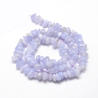 Natural Blue Lace Agate Chip Beads Strands G-E271-73-1
