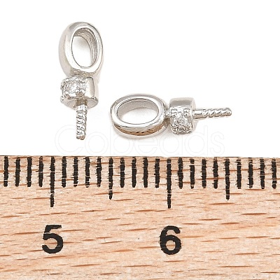 Brass Micro Pave Cubic Zirconia Screw Eye Peg Bails CU-CBA3901-02P-1