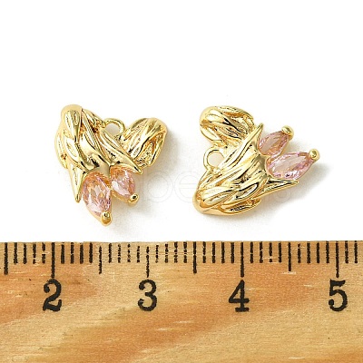 Brass Heart Charms KK-D092-02G-01-1