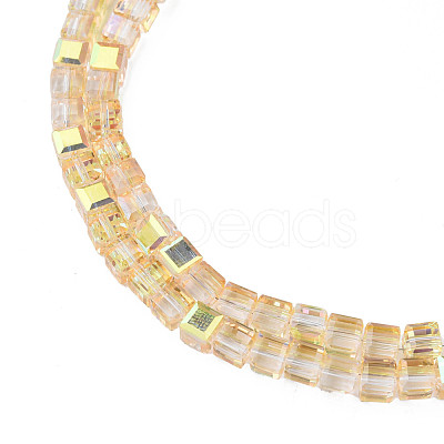 Electroplate Transparent Glass Beads Strands EGLA-N002-28-C07-1