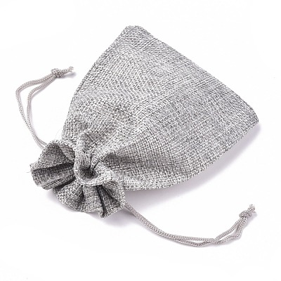 Polyester Imitation Burlap Packing Pouches Drawstring Bags ABAG-R004-14x10cm-11-1