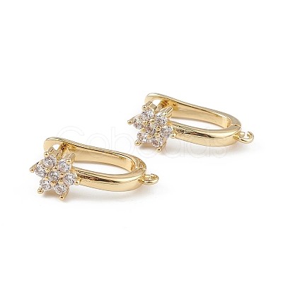 Brass Flower Hoop Earring Findings ZIRC-L097-054G-1