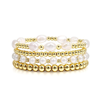 Temperament Magnet Gold Elastic Bracelet Baroque Imitation Pearl Multi layered Layered Bracelet Small and Popular Bracelet BK8855-1-1