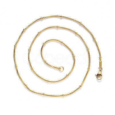 PVD Vacuum Plating 304 Stainless Steel Round Snake Chain Necklace NJEW-S420-009A-G-1