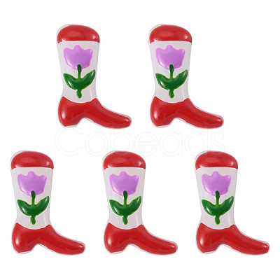 5Pcs Boot Baking Paint Glass Enamel Beads LAMP-TADJ0001-08D-1