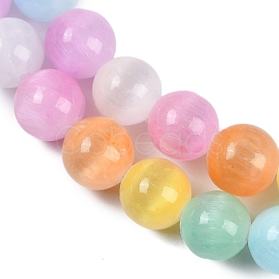 Macaron Color Natural Selenite Beads Strands G-F780-A01-02-1