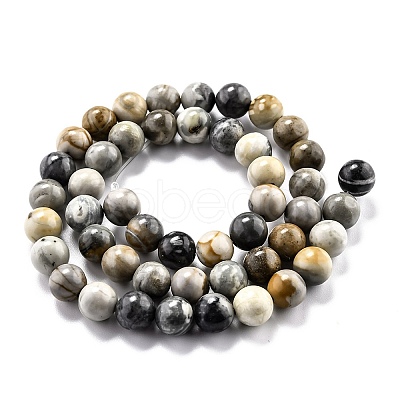 Round Natural Polychrome Jasper/Picasso Stone/Picasso Jasper Beads Strands X-G-O199-03B-1