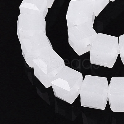 Imitation Jade Glass Beads Strands GLAA-R041-8x8mm-B01-1