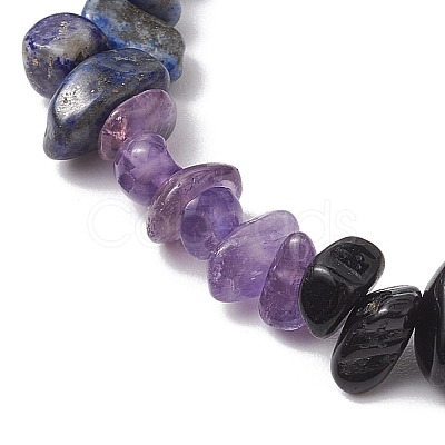 Chakra Natural Obsidian & Amethyst & Lapis Lazuli & Green Aventurine & Tiger Eye & Red Aventurine & Red Jasper BJEW-JB10777-01-1
