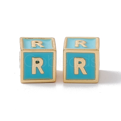 Rack Plating Brass Enamel Beads KK-B060-04G-06R-1