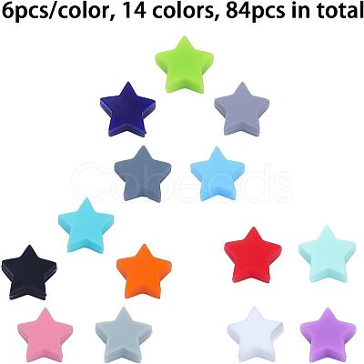 84Pcs 14 Colors Silicone Beads SIL-CA0001-26-1