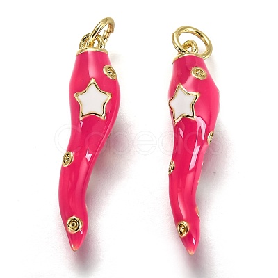 Brass Enamel Pendants KK-B026-15G-B-1