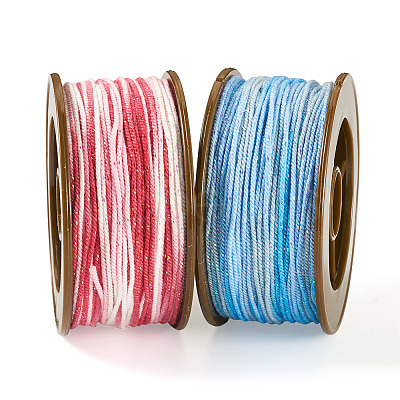 2 Rolls 2 Colors Segment Dyed Round Polyester Twisted Cords OCOR-TA0003-59D-1
