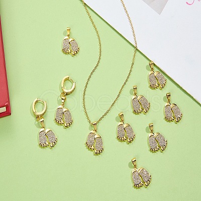 10Pcs Brass Pave Cubic Zirconia Pendants KK-SZ0002-66-1