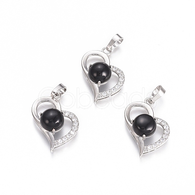 Natural Black Agate Pendants G-L512-O09-1