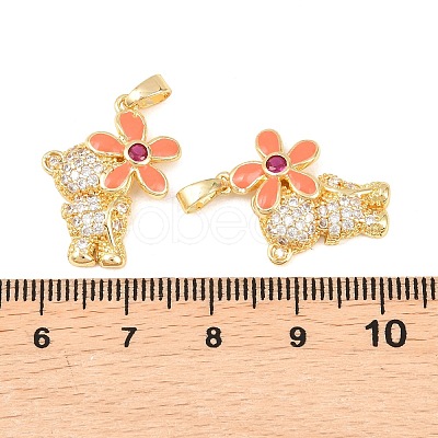 Brass Micro Pave Clear Cubic Zirconia Pendants KK-F931-19G-1