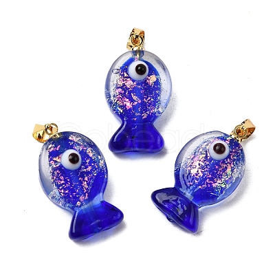 Handmade Dichroic Foil Lampwork Pendants X2-DICH-G001-01G-08-1