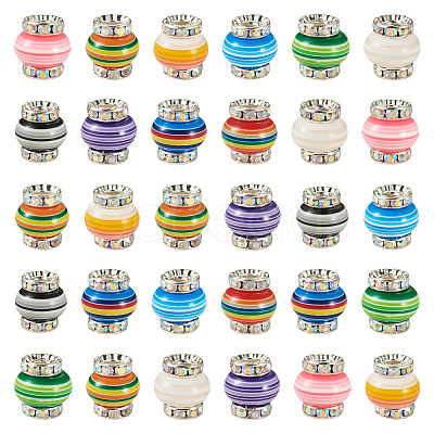 60Pcs Brass Resin Beads KK-TA0002-96-1