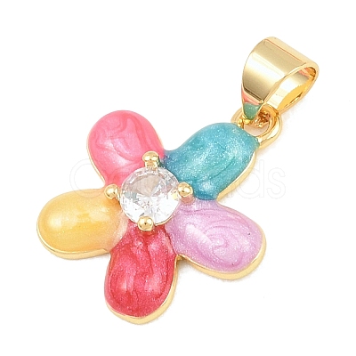 Brass Micro Pave Clear Cubic Zirconia Pendants KK-C170-26G-04-1