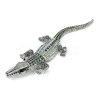 Alloy Rhinestones Alligator Brooches JEWB-S022-07B-1