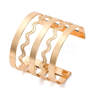 Wave Iron Cuff Bangles for Women BJEW-G741-04KCG-1