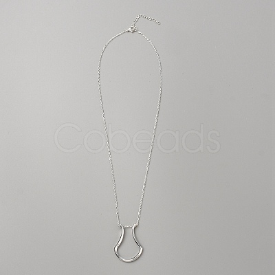 Zinc Alloy Teardrop Pendant Necklace with Steel Cable Chains NJEW-WH0002-97S-1