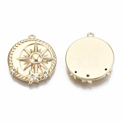 Brass Micro Pave Clear Cubic Zirconia Pendants X-KK-S356-219G-NF-1