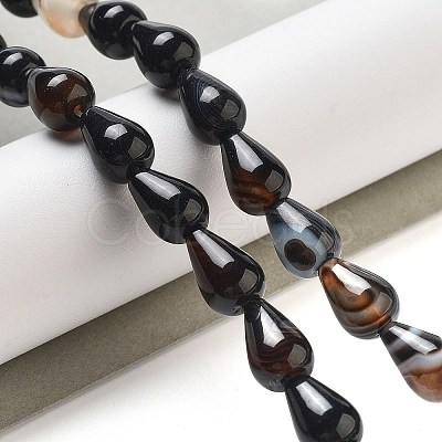 Natural Striped Agate/Banded Agate Dyed & Heated Beads Strands G-B106-A16-02-1