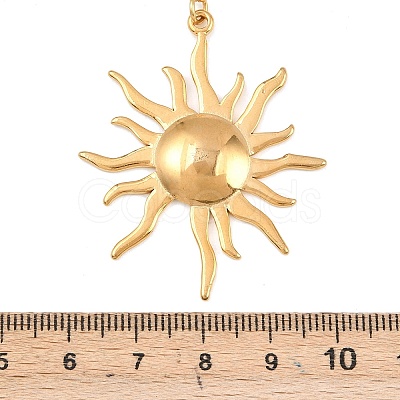 304 Stainless Steel with ABS Imitation Pearl Sun Pendant Necklaces NJEW-Z107-01G-1