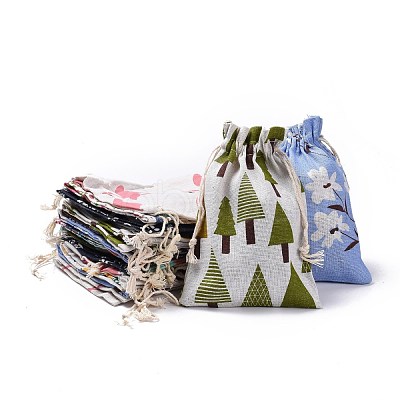 Polycotton(Polyester Cotton) Packing Pouches Drawstring Bags ABAG-T007-02-1