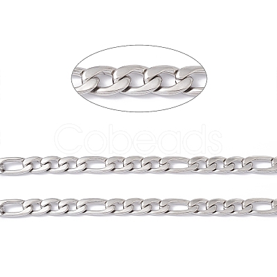 Tarnish Resistant 304 Stainless Steel Figaro Chains CHS-G022-01P-1