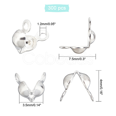 300Pcs 304 Stainless Steel Bead Tips STAS-DC0003-95-1