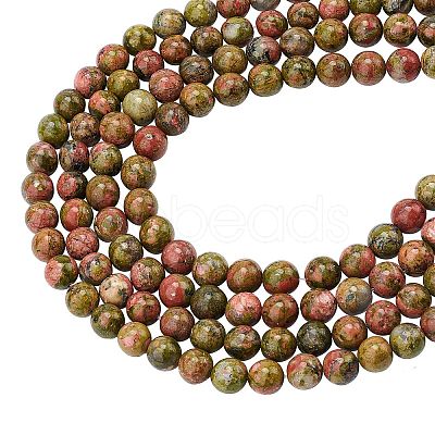 Natural Unakite Beads Strands G-AR0001-39-1