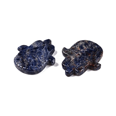 Natural Sodalite Hamsa Hand with Eye Figurines DJEW-N003-04C-1