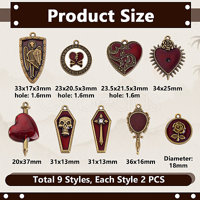 18Pcs 9 Styles Alloy Enamel Pendants ENAM-GA0001-19-1