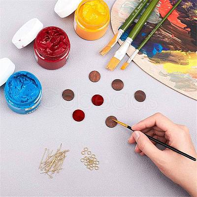 Painted Wood Cabochons WOOD-NB0001-30-1
