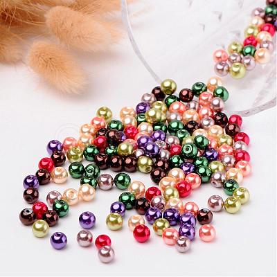 Fall Mix Pearlized Glass Pearl Beads HY-X006-6mm-06-1