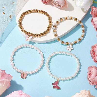 Glass Pearl Stretch Bracelets BJEW-JB10943-1
