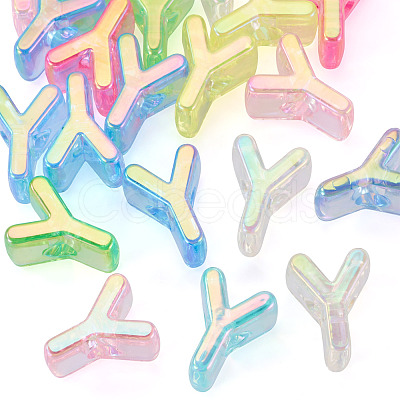 20Pcs UV Plating Transparent Acrylic European Beads OACR-TADJ0001-19Y-1
