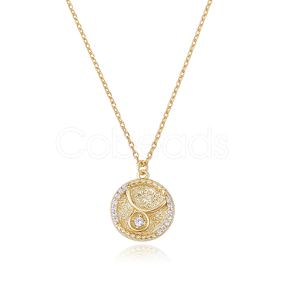 925 Sterling Silver 12 Constellation Necklace Gold Horoscope Zodiac Sign Necklace Round Astrology Pendant Necklace with Zircons Birthday Jewelry Gift for Women Men JN1089D-1