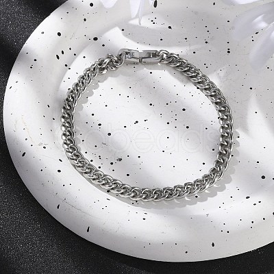 304 Stainless Steel Cuban Link Chain Bracelets for Men BJEW-Z081-01P-01-1