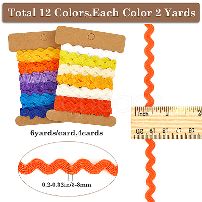 4 Cards 2 Styles  Polyester Wavy Fringe Trim Ribbon DIY-GF0009-48B-1