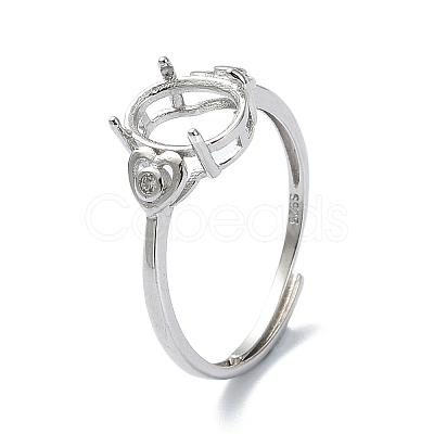 Adjustable 925 Sterling Silver 4 Prongs Ring Settings STER-K179-32P-1