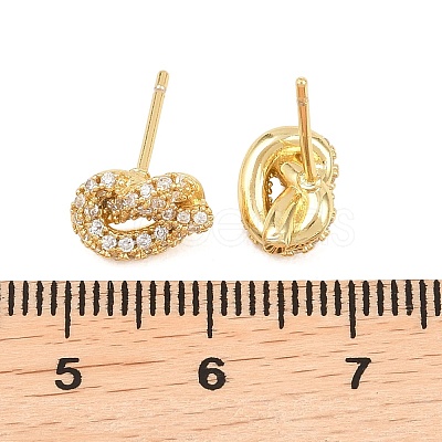 knot Brass Micro Pave Cubic Zirconia Stud Earrings EJEW-C174-01G-06-1