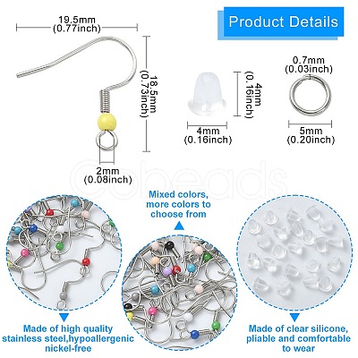 50Pcs 304 Stainless Steel Earring Hooks STAS-YW0001-81-1
