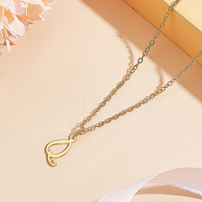 1pc 304 Stainless Steel Letter Pendant Necklaces NJEW-LP0001-39Q-G-1